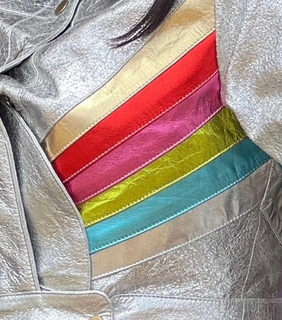 The Bowie Rainbow Retro Crop Style Custom Leather Jacket