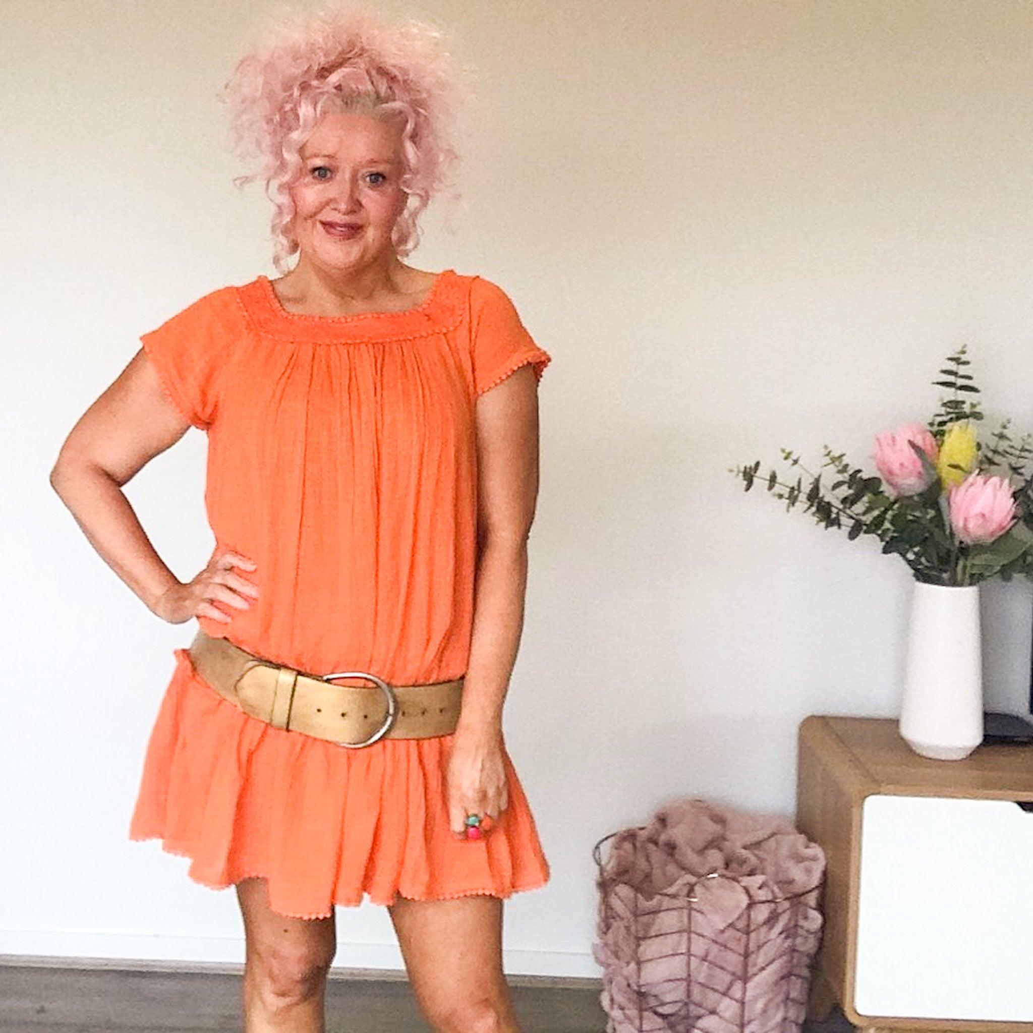 'Hippi' Wide Belts Custom Handmade Painted Distressed Leather Embossed