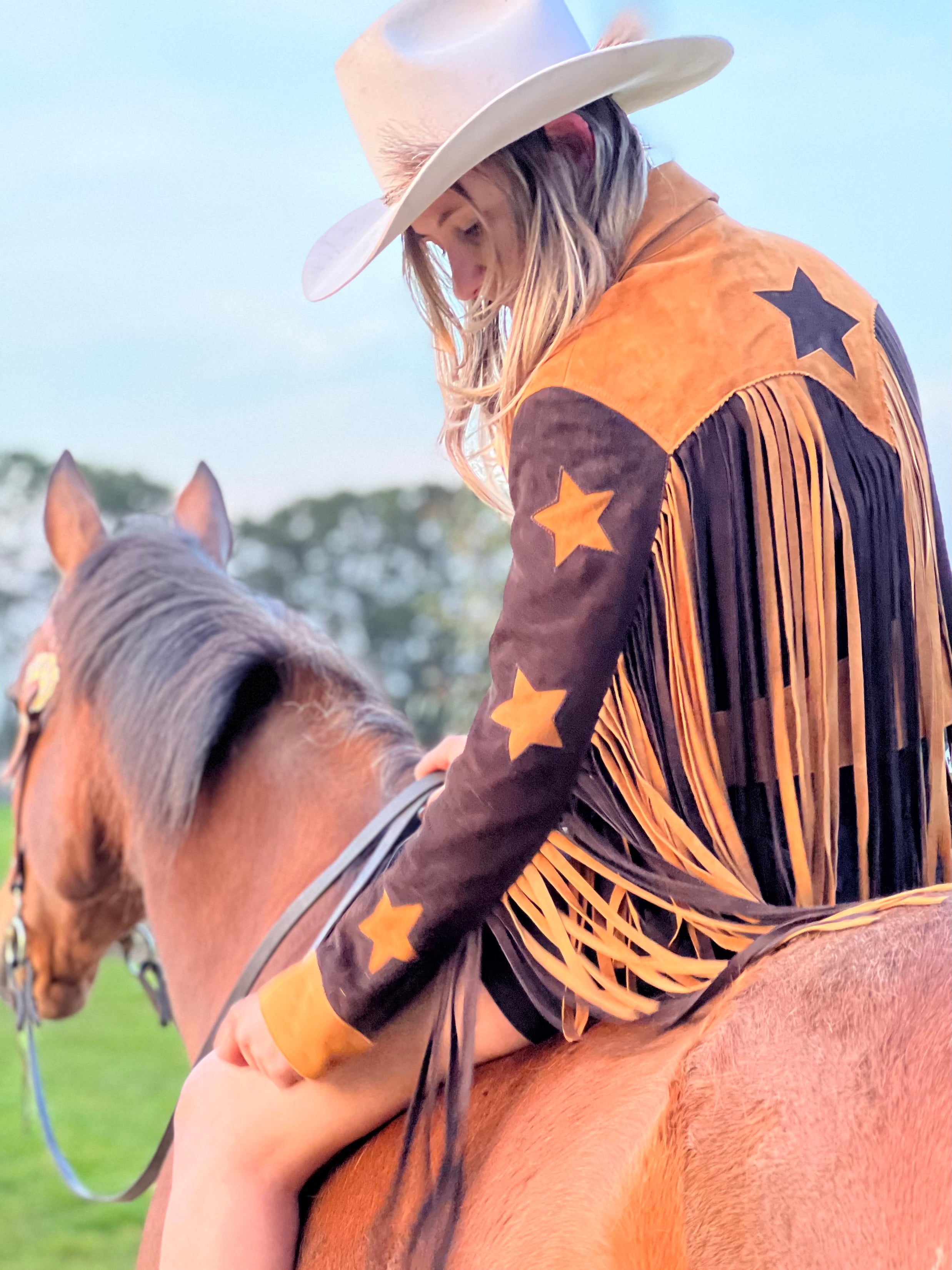 RocknRolll Retro Crop Suede Fringe Leather Jacket