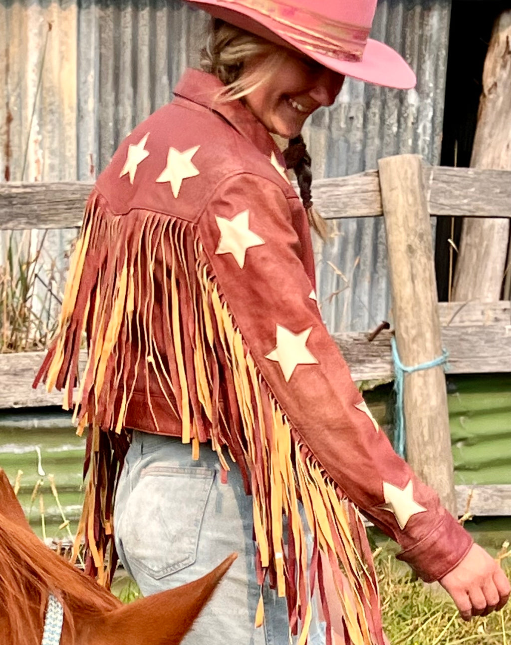 Jessie Cowgirl Retro Crop Style Fringe Leather Jacket