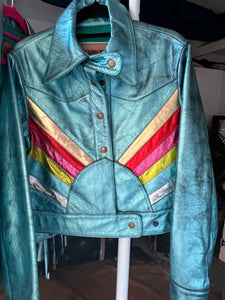 SALE Turquoise Bowie Rainbow Jacket Medium