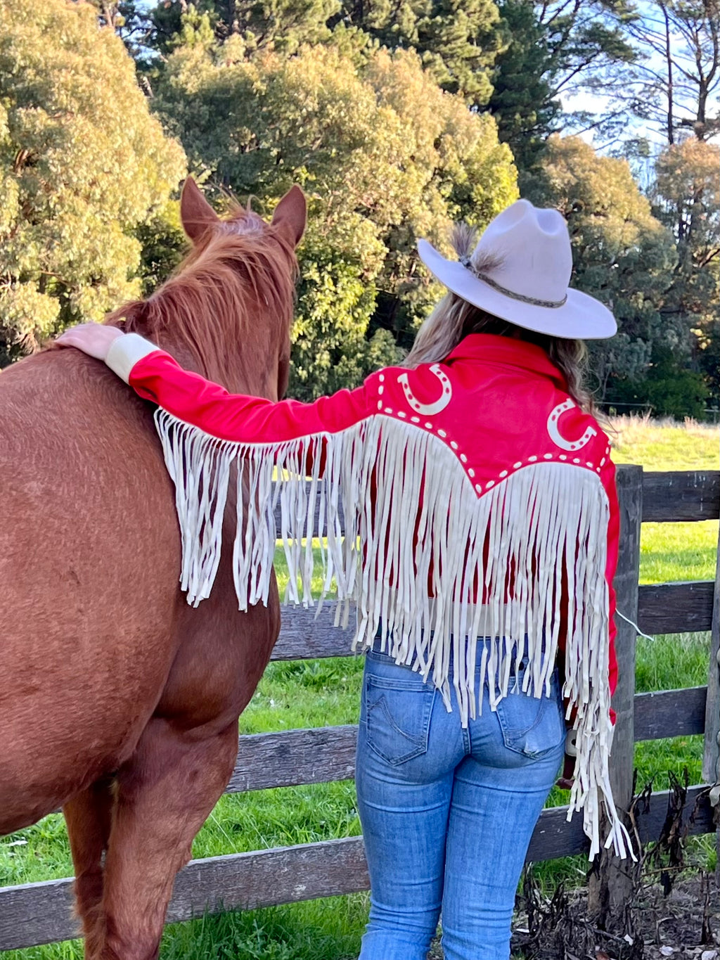 Lucky Fringe Cowgirl Custom Leather Jacket