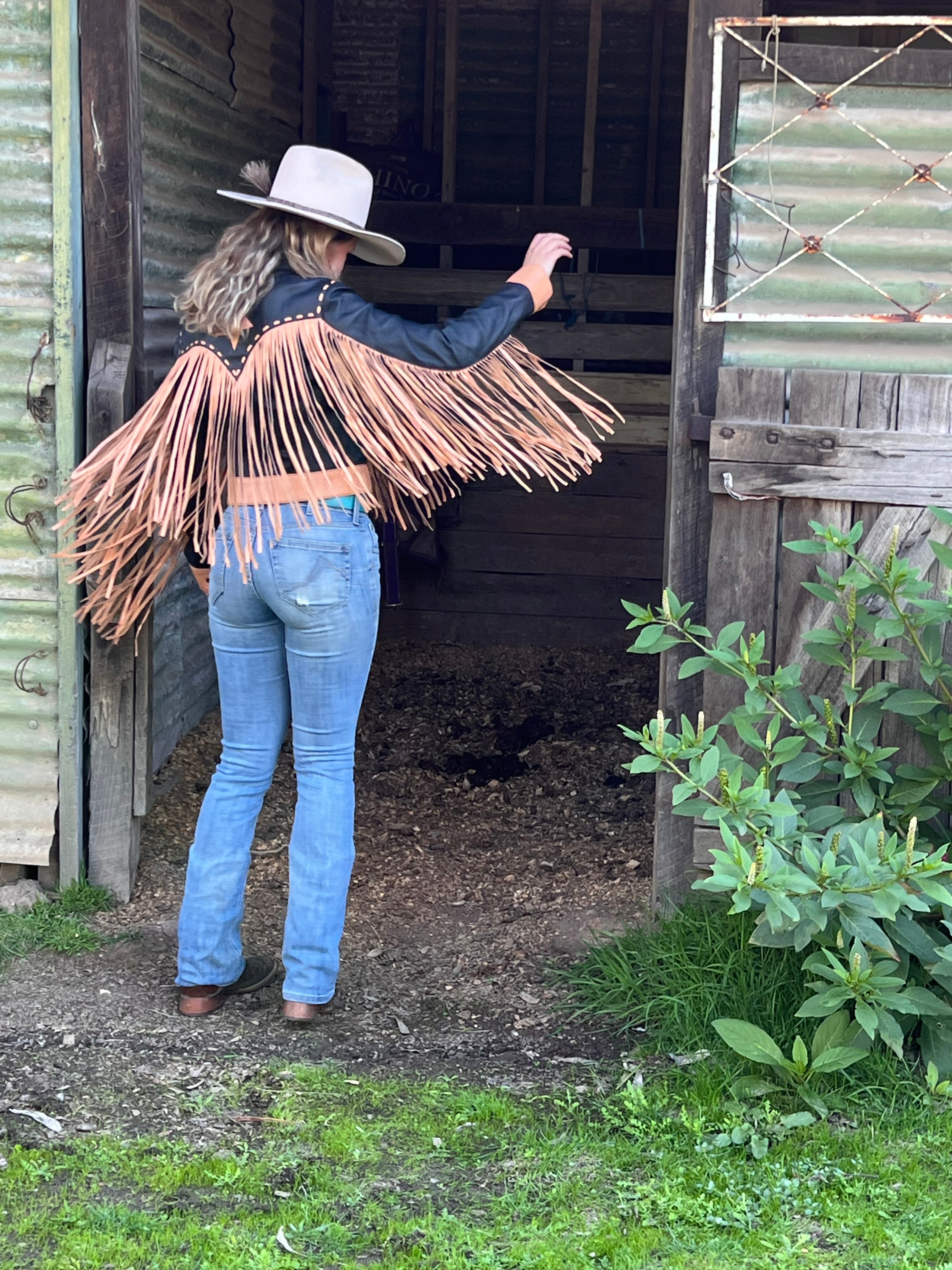 Lucky Fringe Cowgirl Custom Leather Jacket