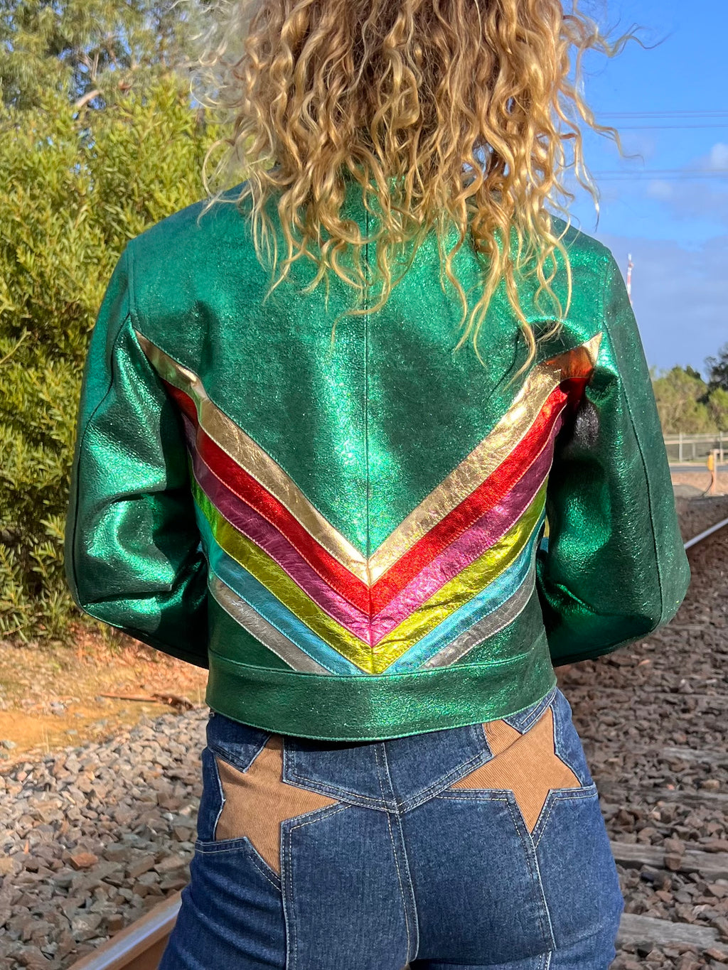 The Bowie Rainbow Retro Crop Style Custom Leather Jacket