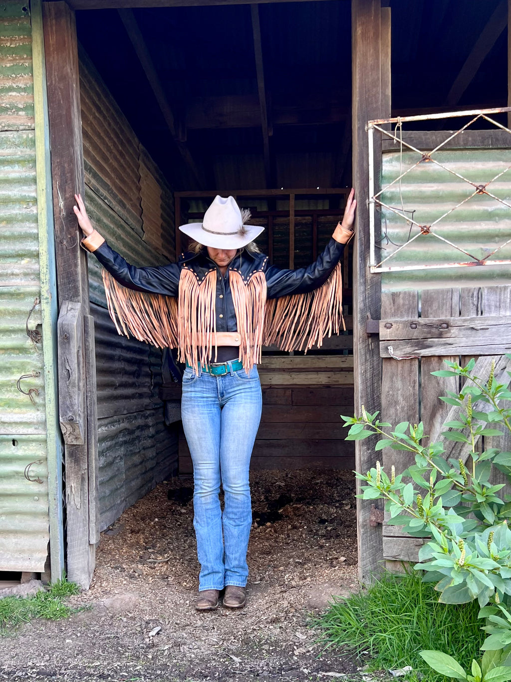 Lucky Fringe Cowgirl Custom Leather Jacket