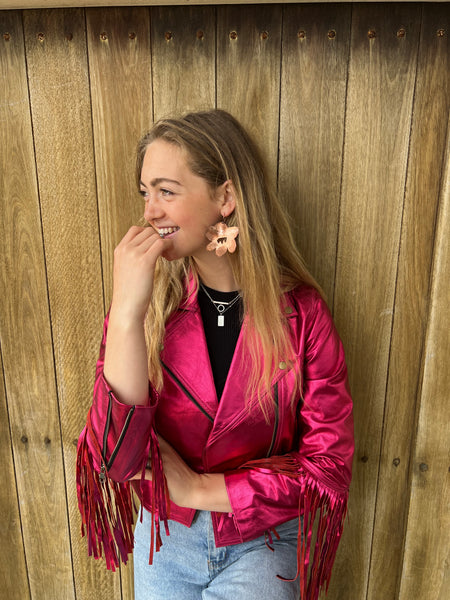 SALE Metallic Hot Pink Jacket Large