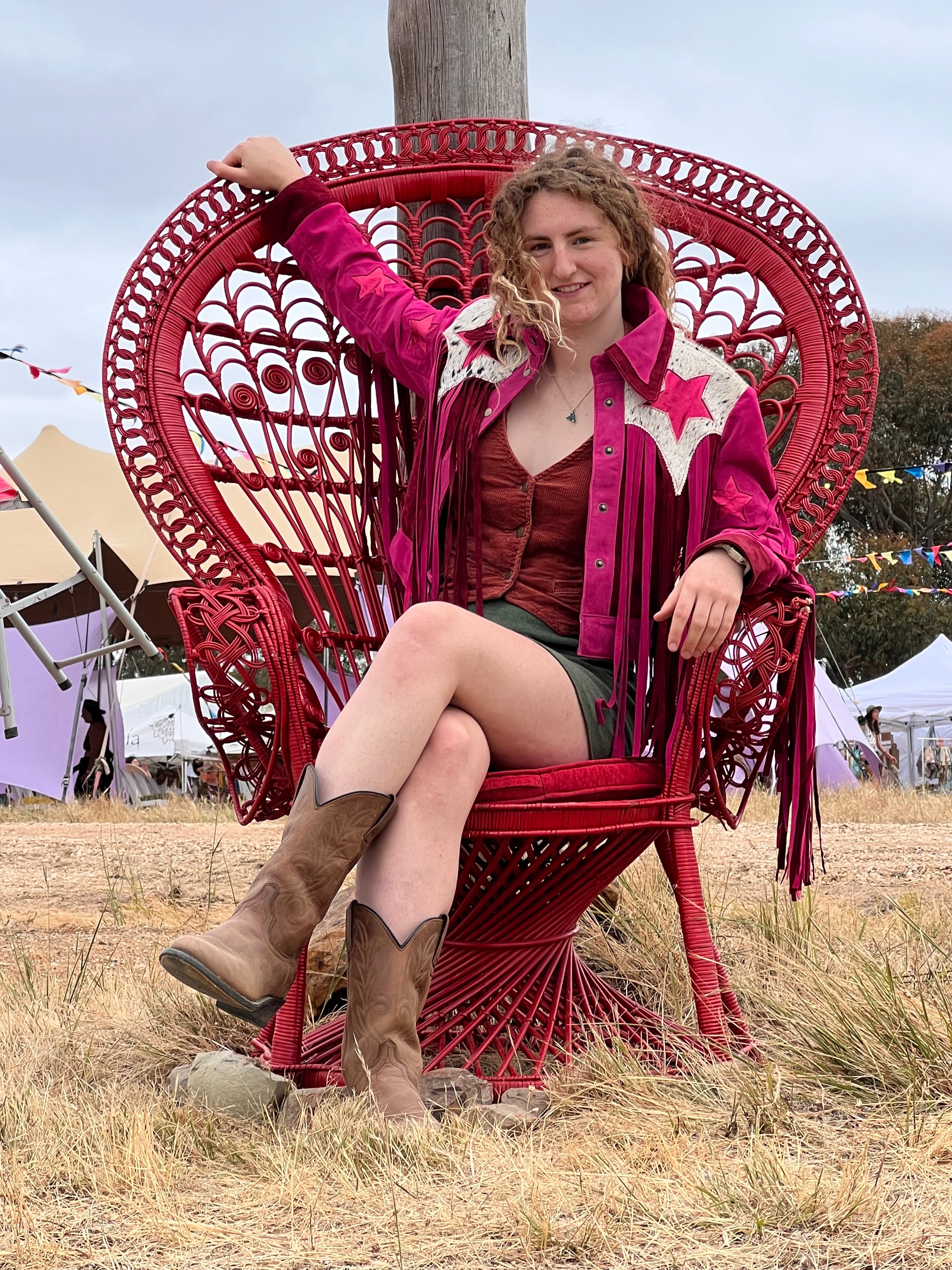 RocknRolll Retro Crop Suede Fringe Leather Jacket