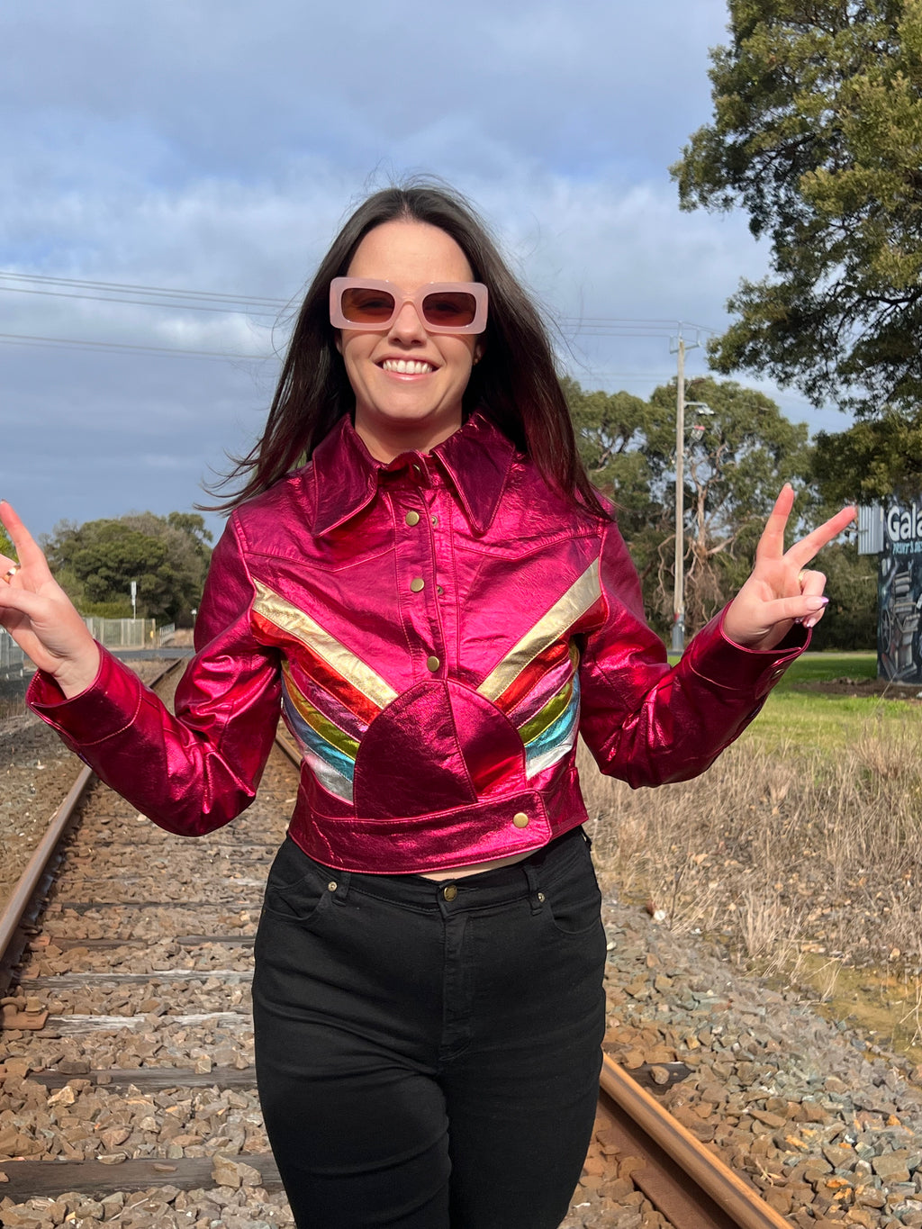 The Bowie Rainbow Retro Crop Style Custom Leather Jacket