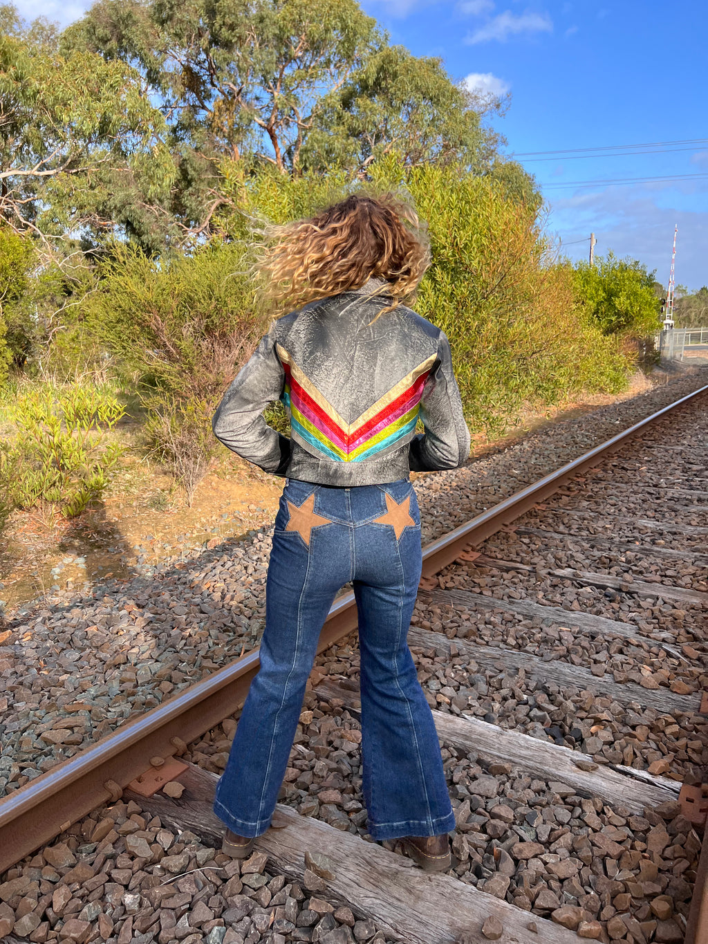 The Bowie Rainbow Retro Crop Style Custom Leather Jacket