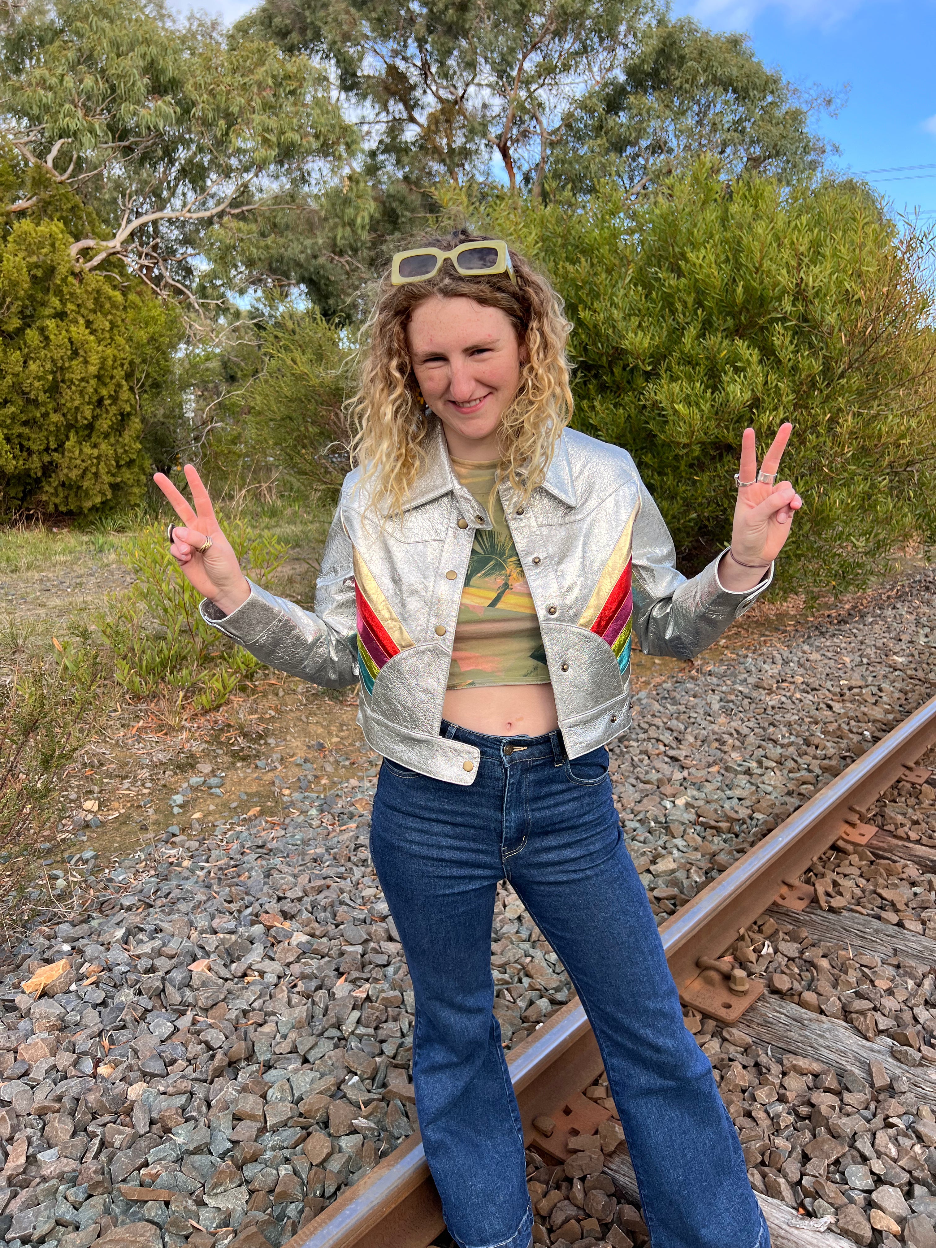 The Bowie Rainbow Retro Crop Style Custom Leather Jacket