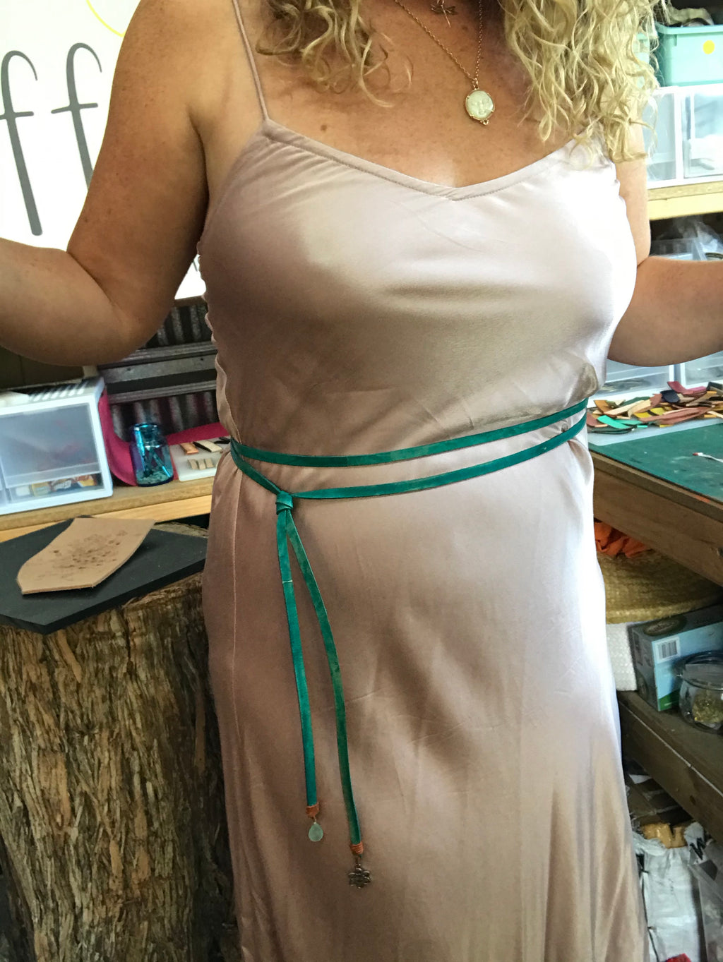 Wispi Gem Tie Belt  Natural