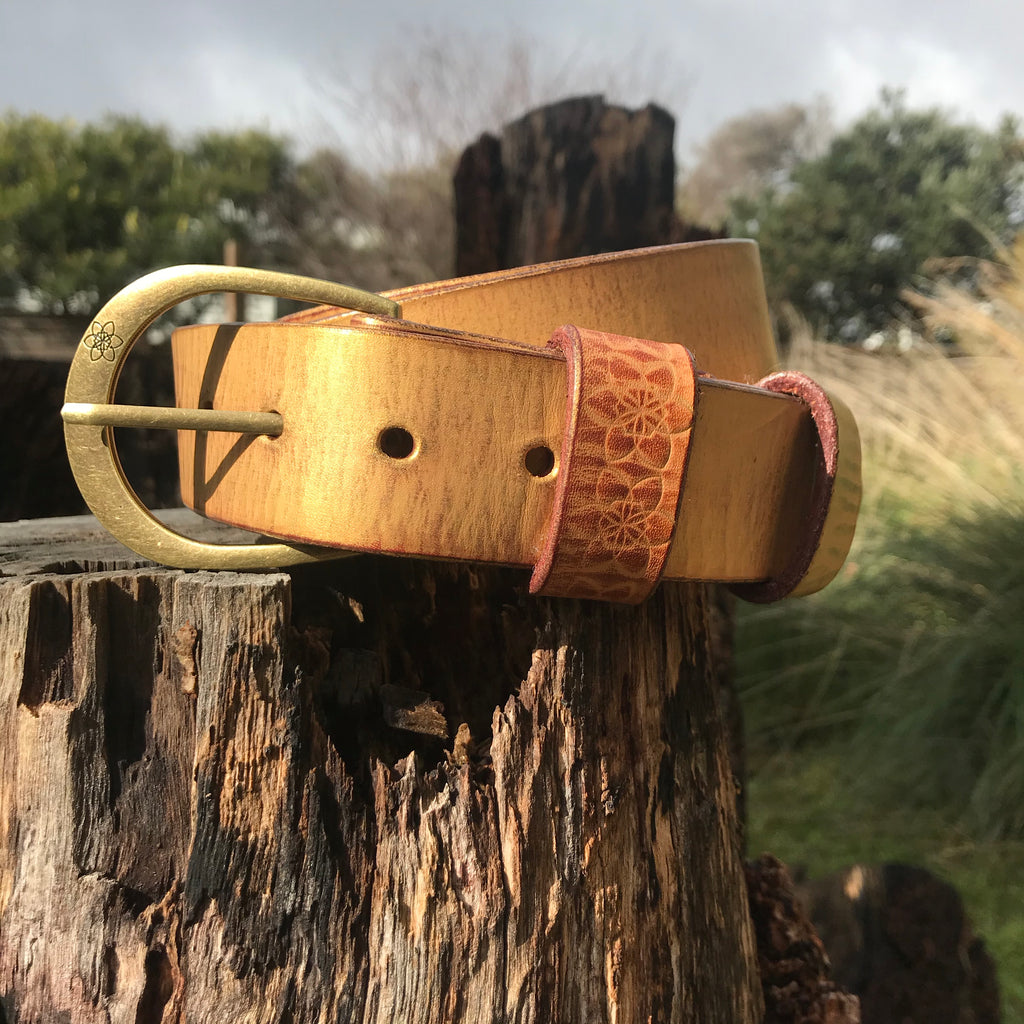 Distressed Leather Gold 'Funki'  Belt