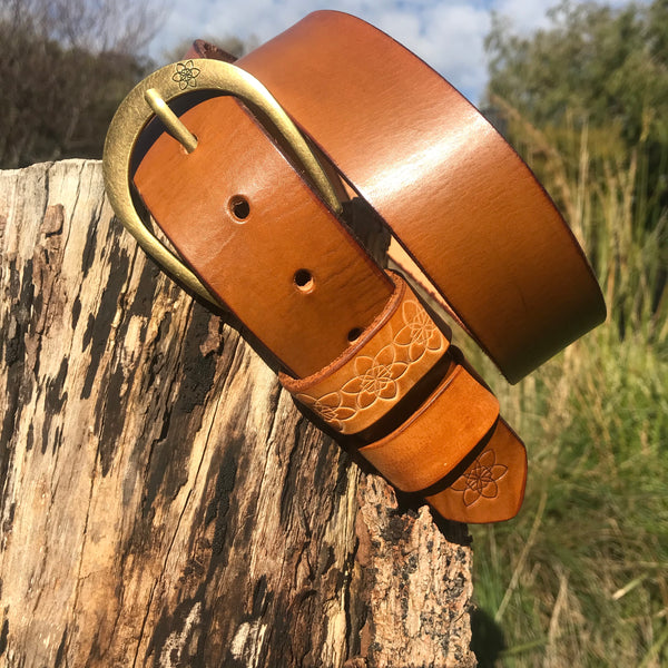 Distressed Leather HONEY Tan 'Funki' Belt