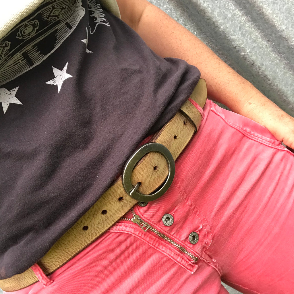 Distressed Leather Gold 'Funki'  Belt