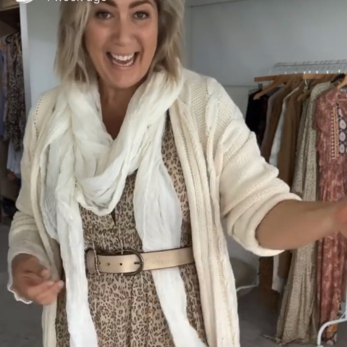 Distressed Leather Champagne 'Funki' Belt