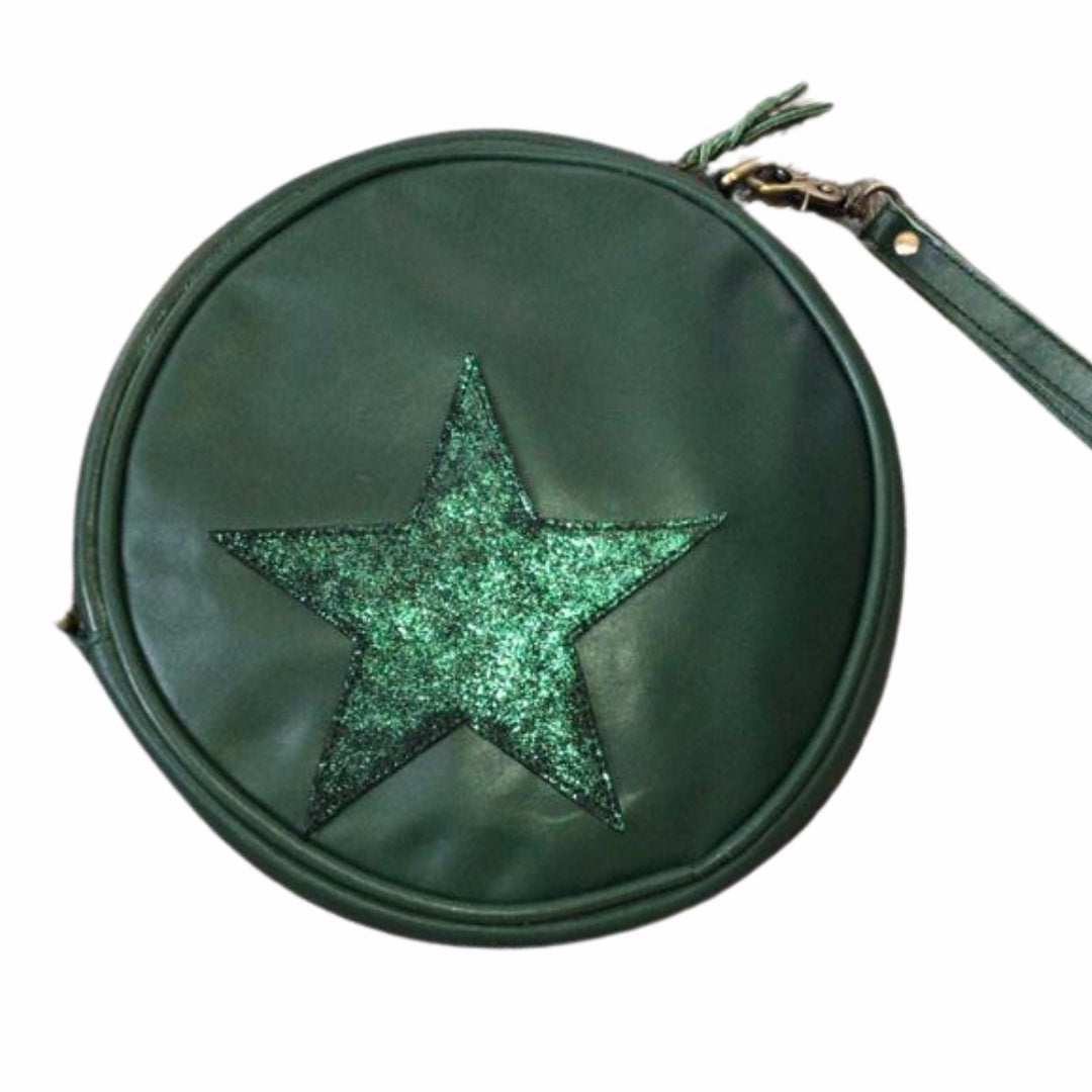 Round Green Star Cross Body Bag