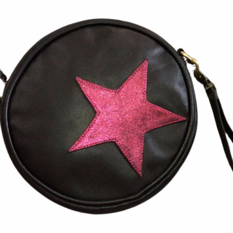 Round Cross Body Bag Black Star