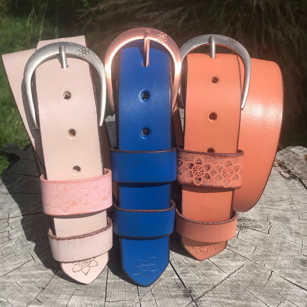 Womens Distressed Leather NUDE Pink  'Funki'  Belt