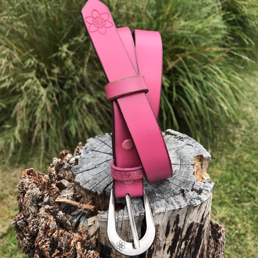 Womens Distressed Leather BLUSH Pink  'Funki'  Belt