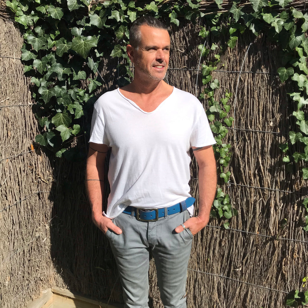 Vintage Style 'GROOVI'  STRAIGHT Belt in Neptune