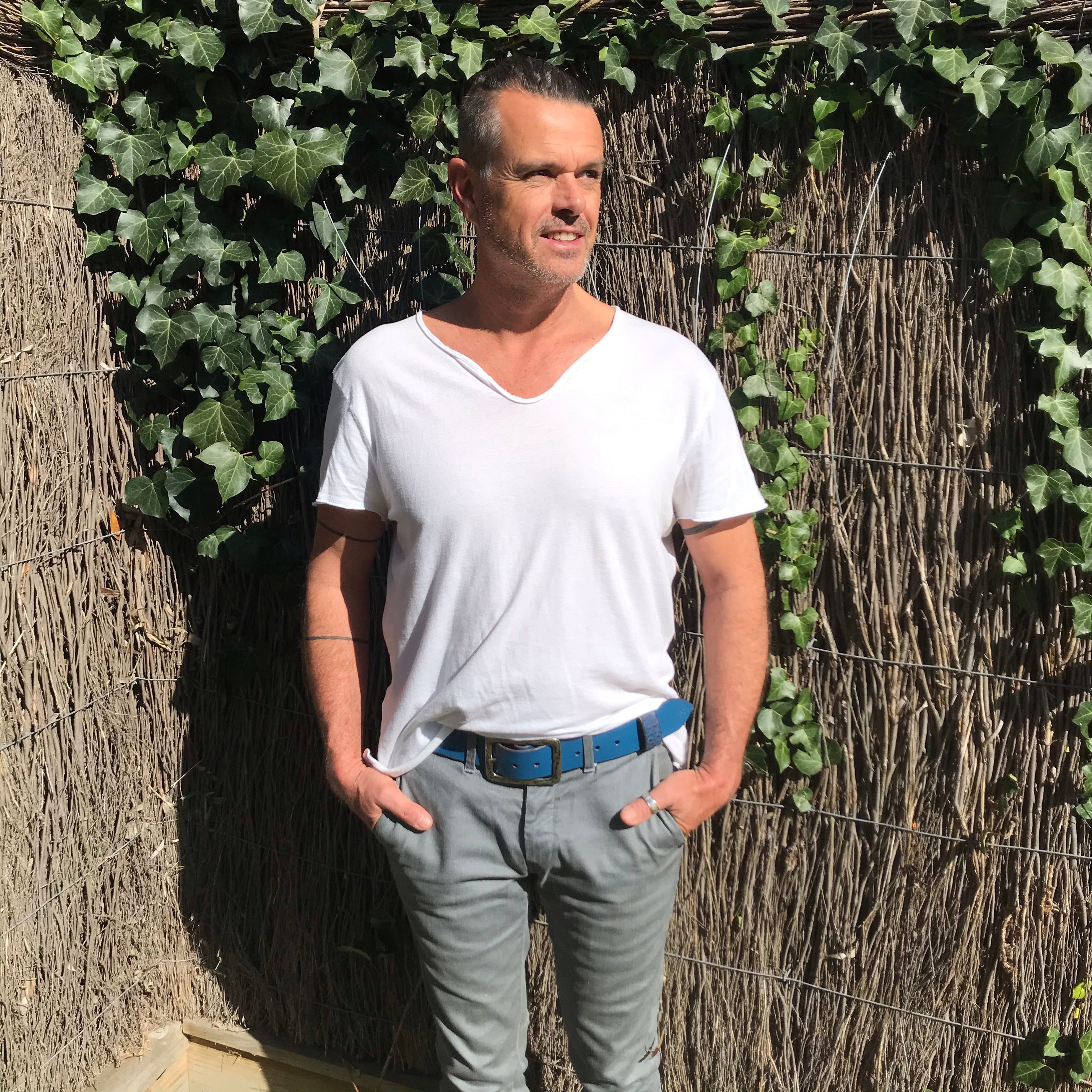 Vintage Style 'GROOVI'  STRAIGHT Belt in Neptune