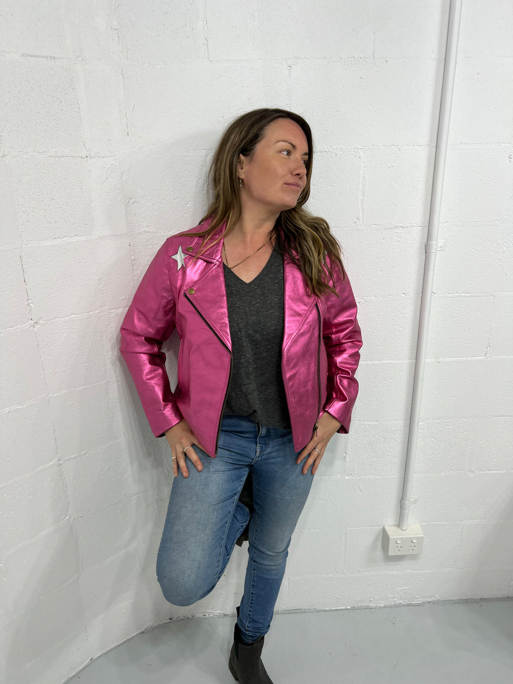 Stardust Biker Style Leather Jacket