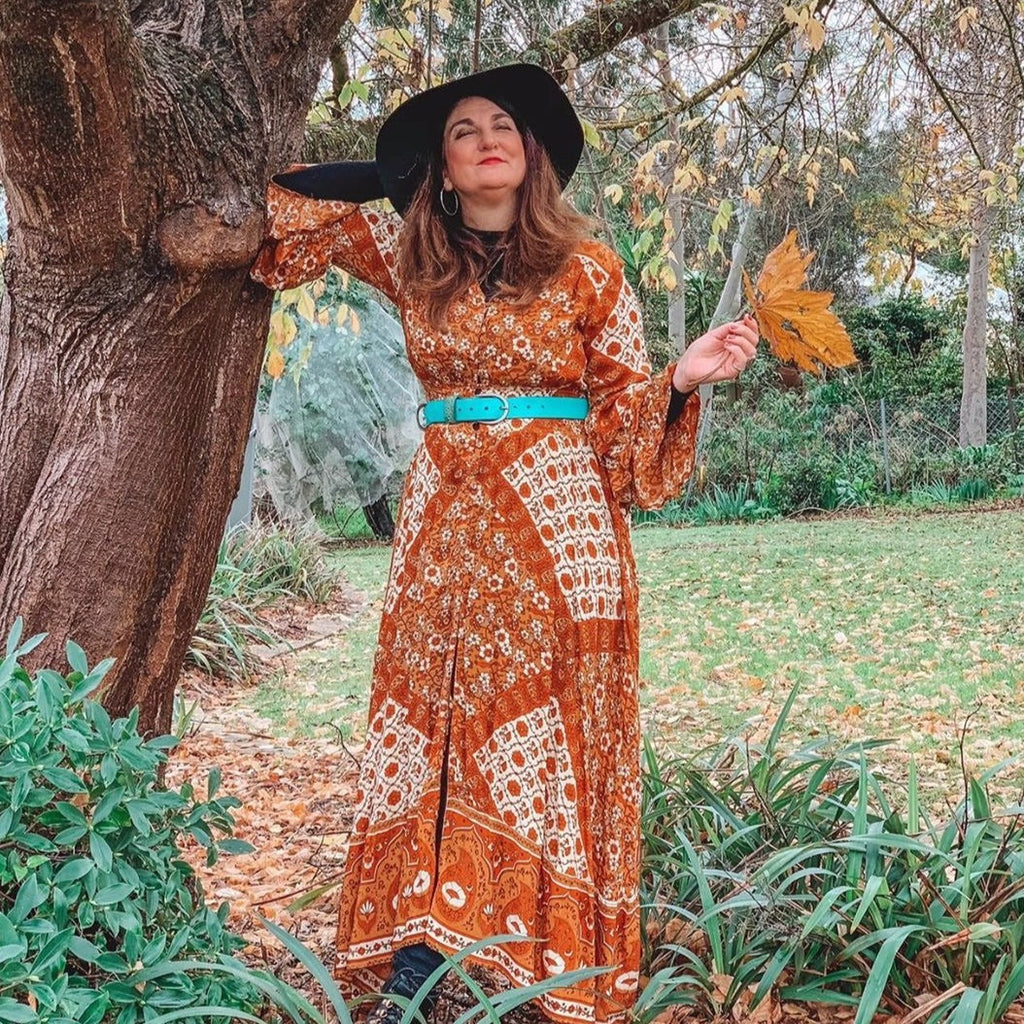 Mens + Women's Distressed Leather Turquoise 'Funki' Belt