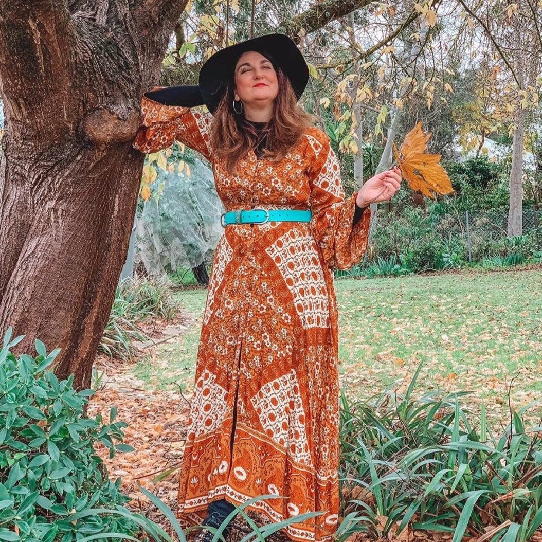 Mens + Women's Distressed Leather Turquoise 'Funki' Belt