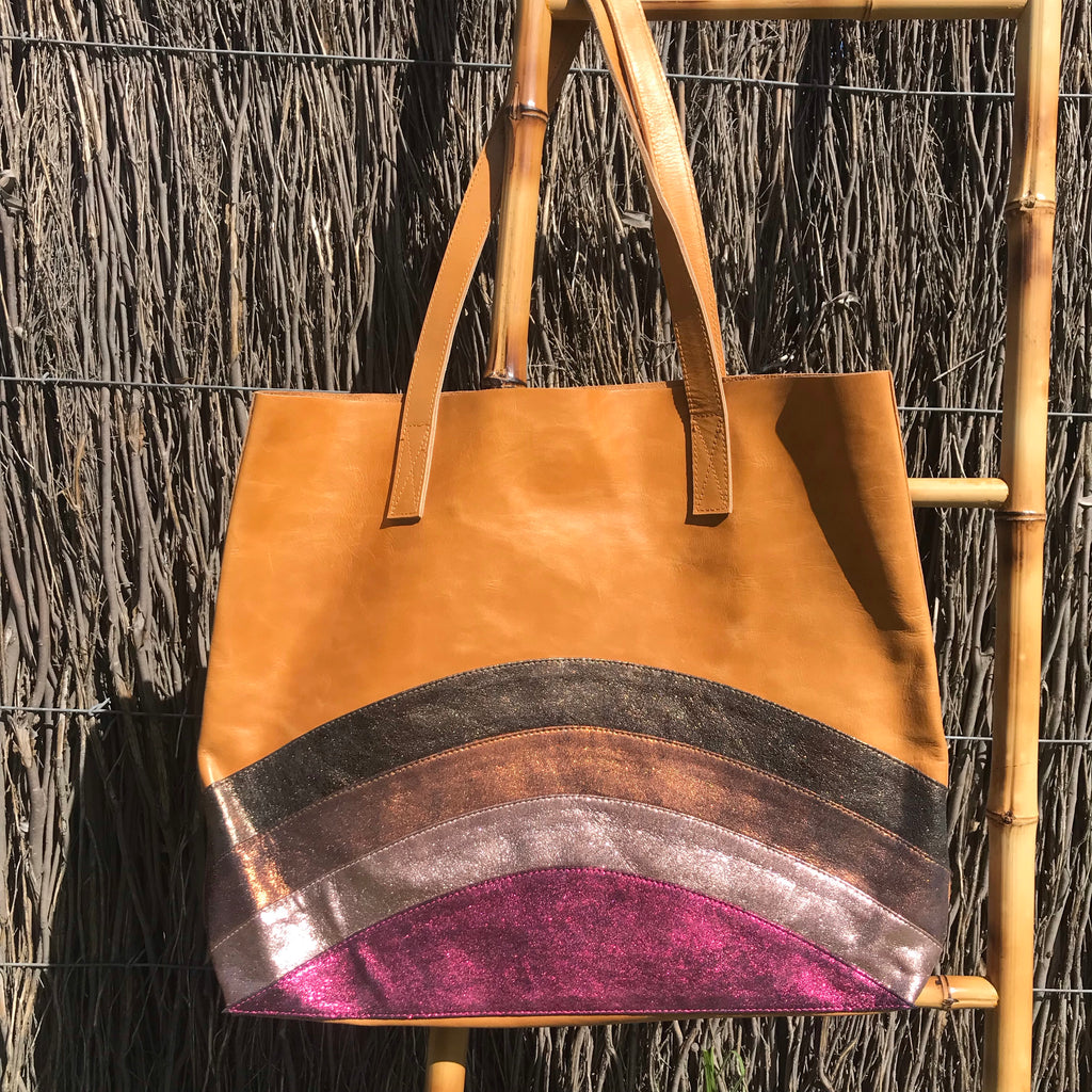 Antique Tan Rainbow Soul Tote