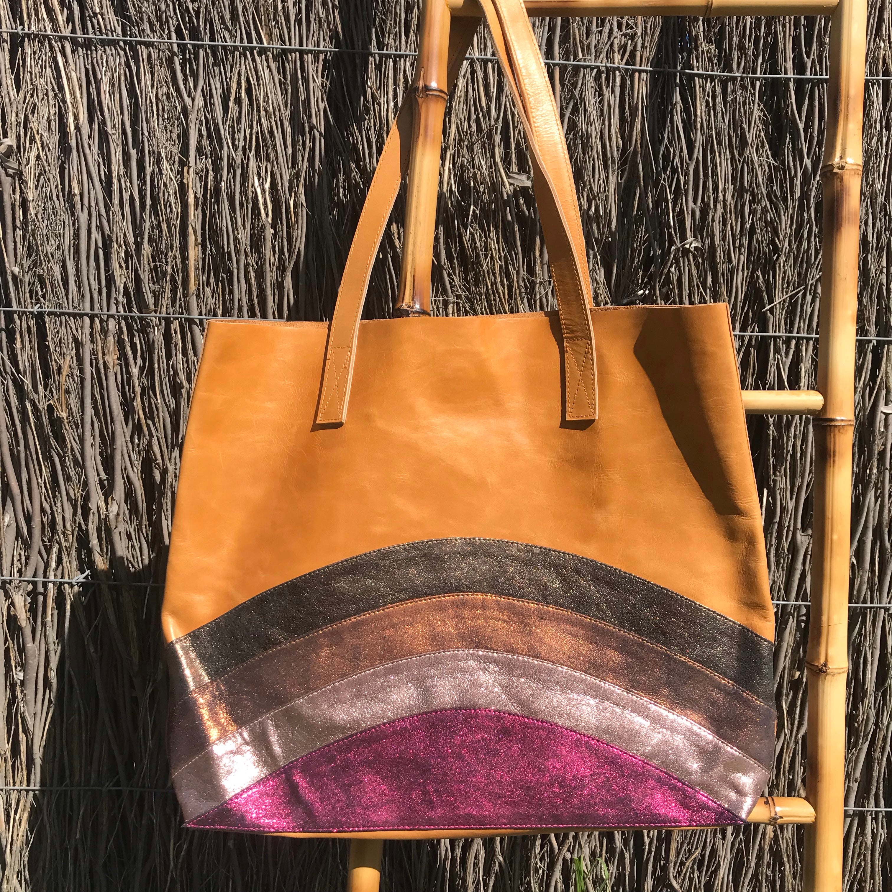 Antique Tan Rainbow Soul Tote