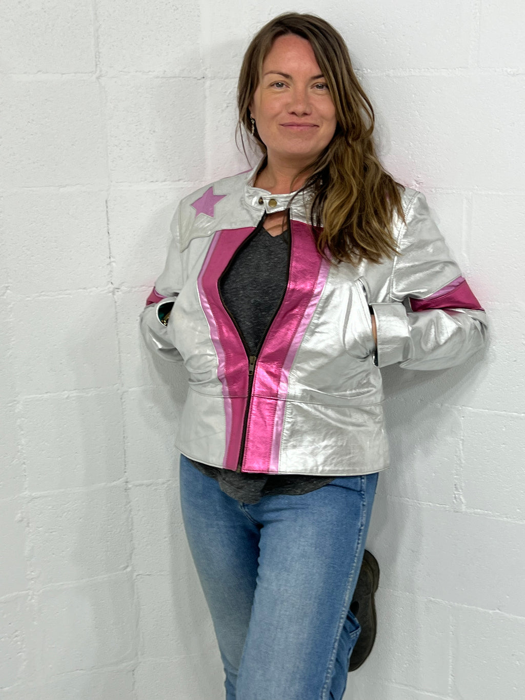 Barbarella Racer Style Leather Jacket