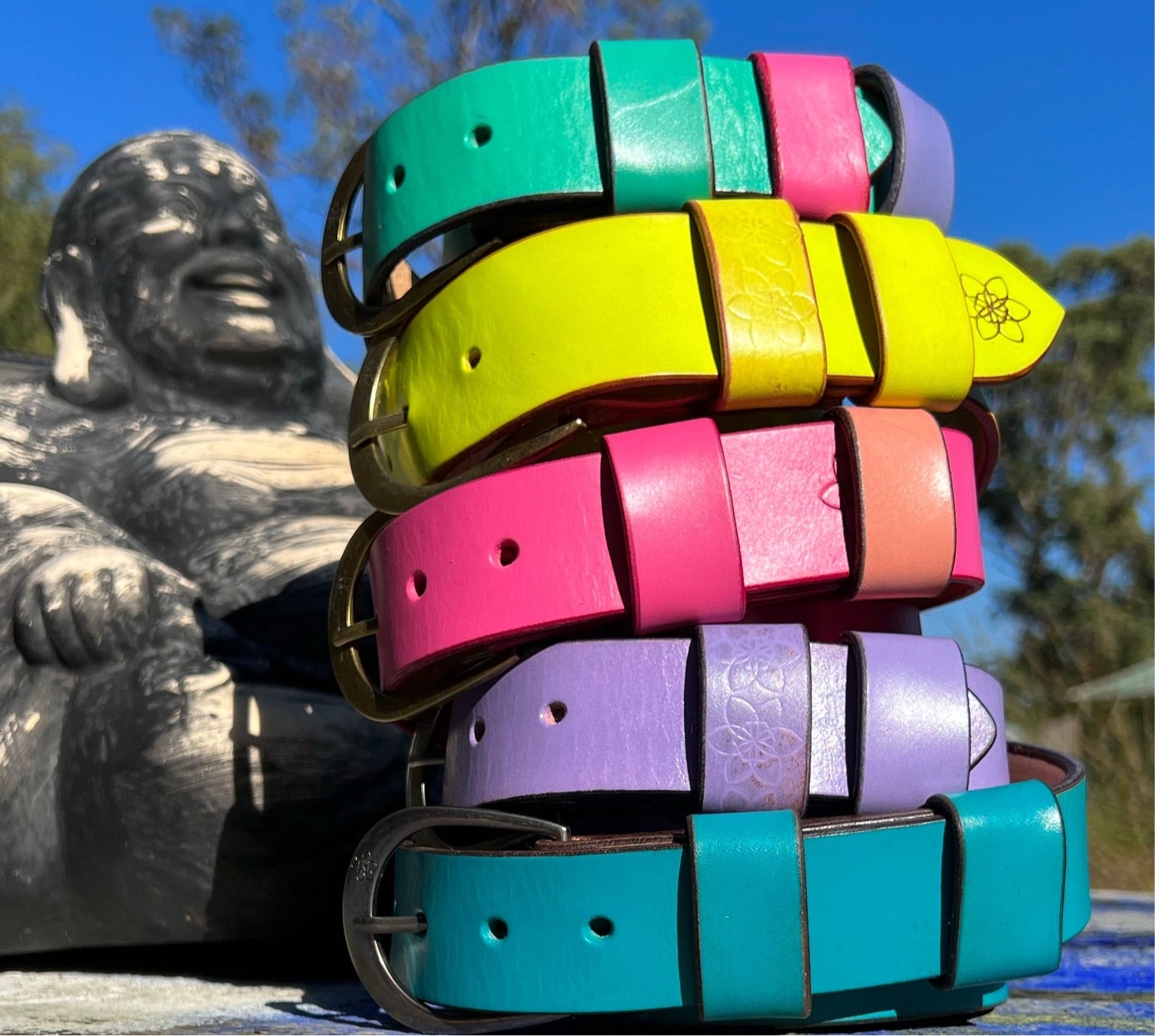 DOWK Pink Funki Belt with Rainbow Pastel Keepers