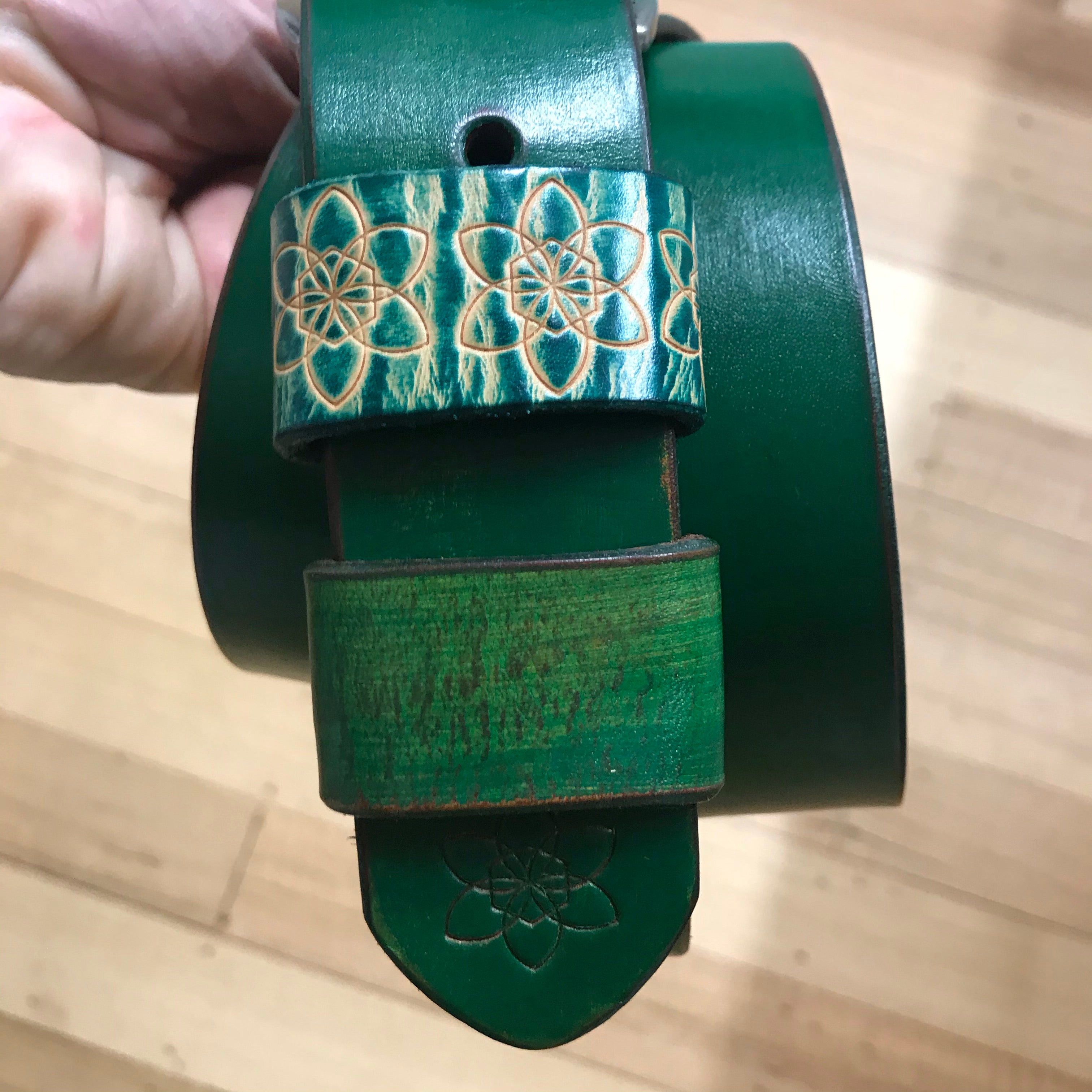 Boho Vintage Style 'Funki' Belt in FOREST Deep Green