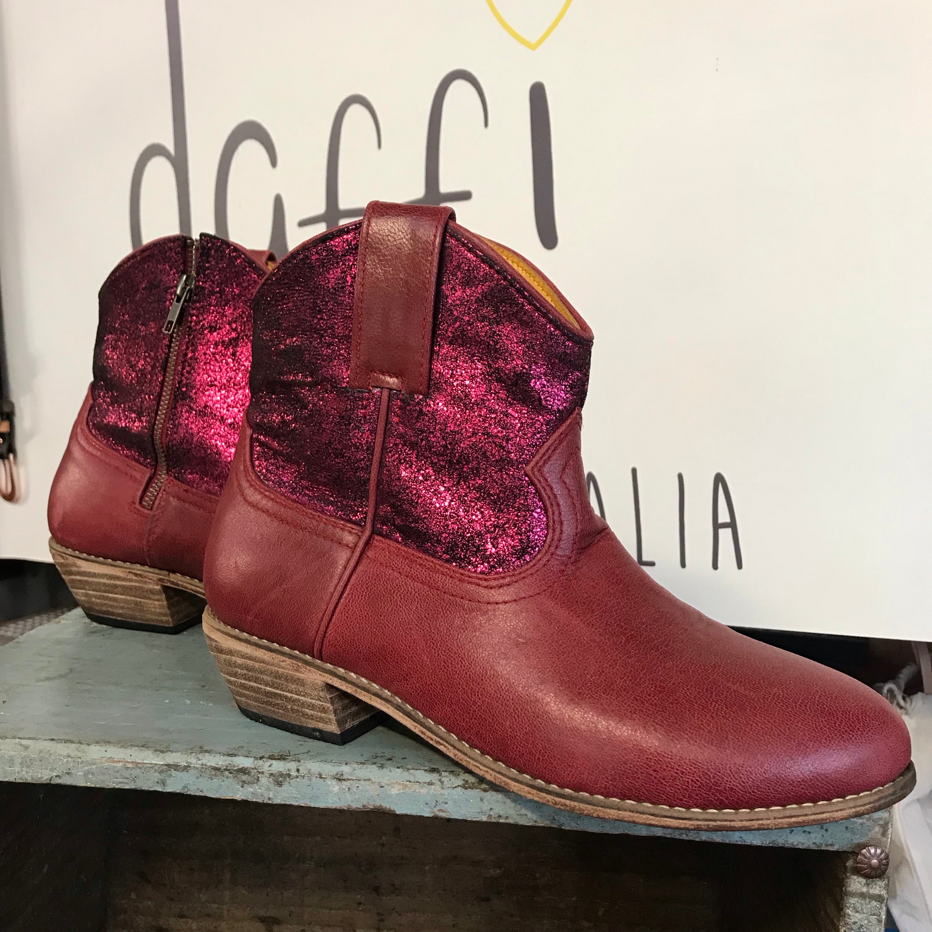 Cherry Sparkle Boots – Daffi Leather Studio