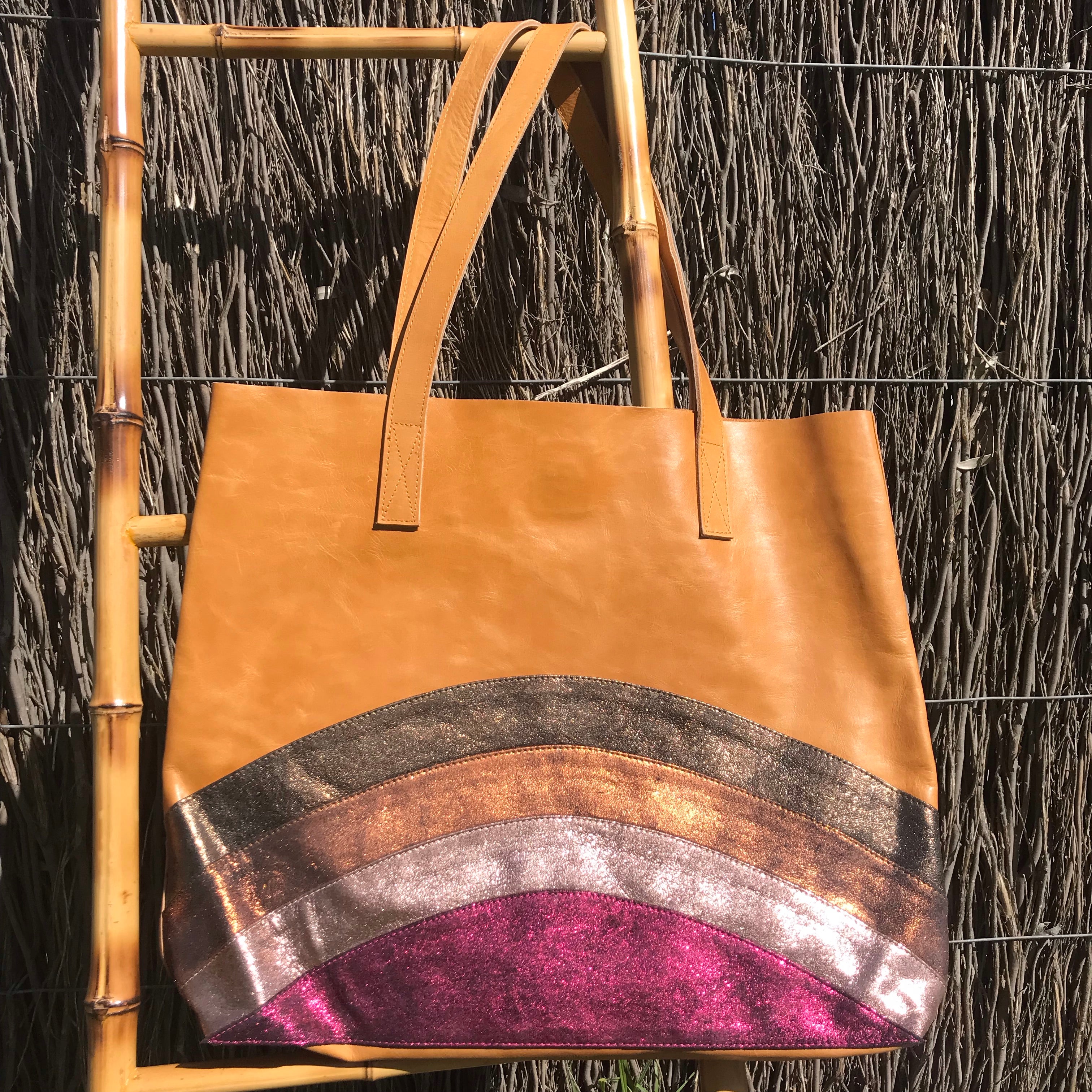 Antique Tan Rainbow Soul Tote