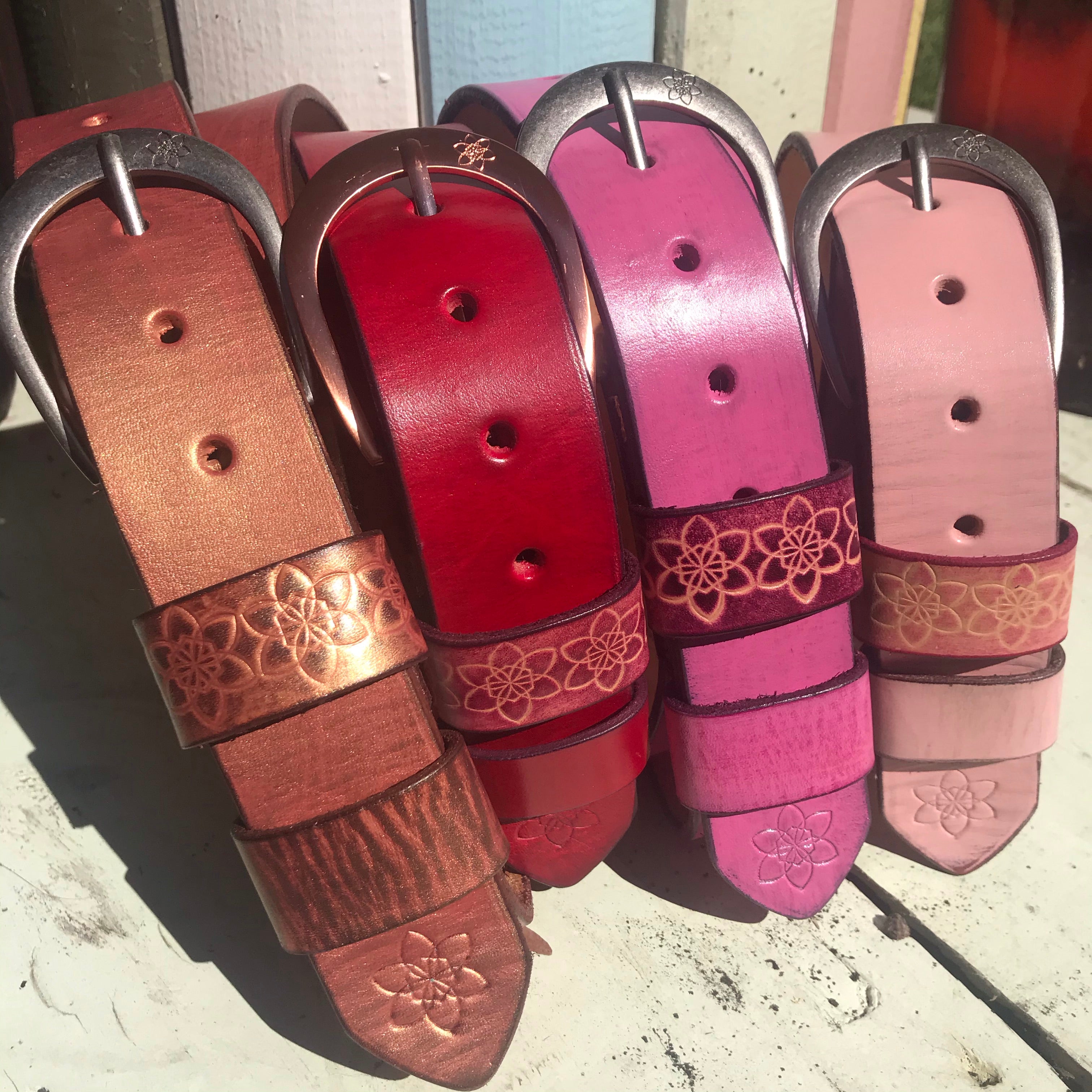 Distressed Leather ROSE GOLD  'Funki'  Belt