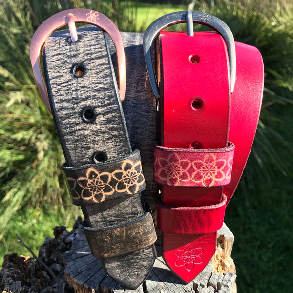 Distressed Leather CHERRY Red  'Funki'  Belt