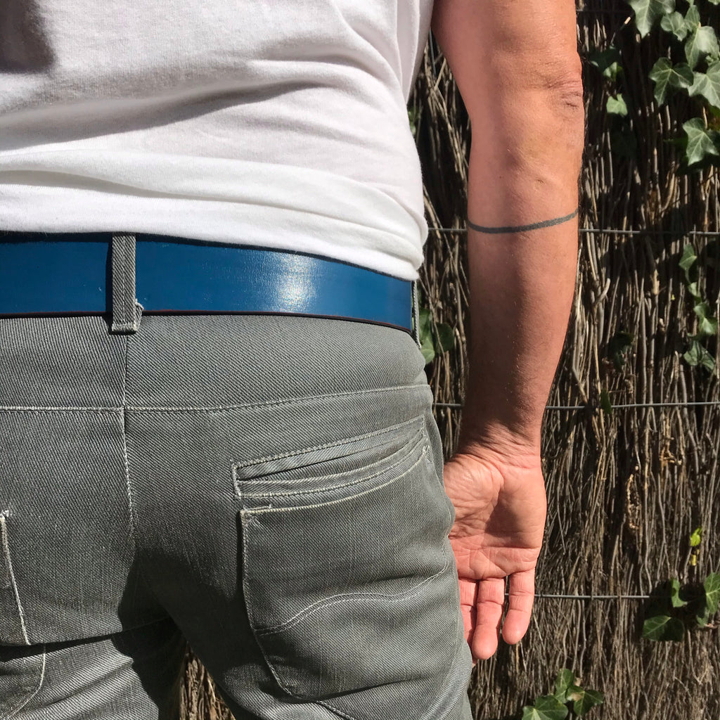 Vintage Style 'GROOVI'  STRAIGHT Belt in Neptune