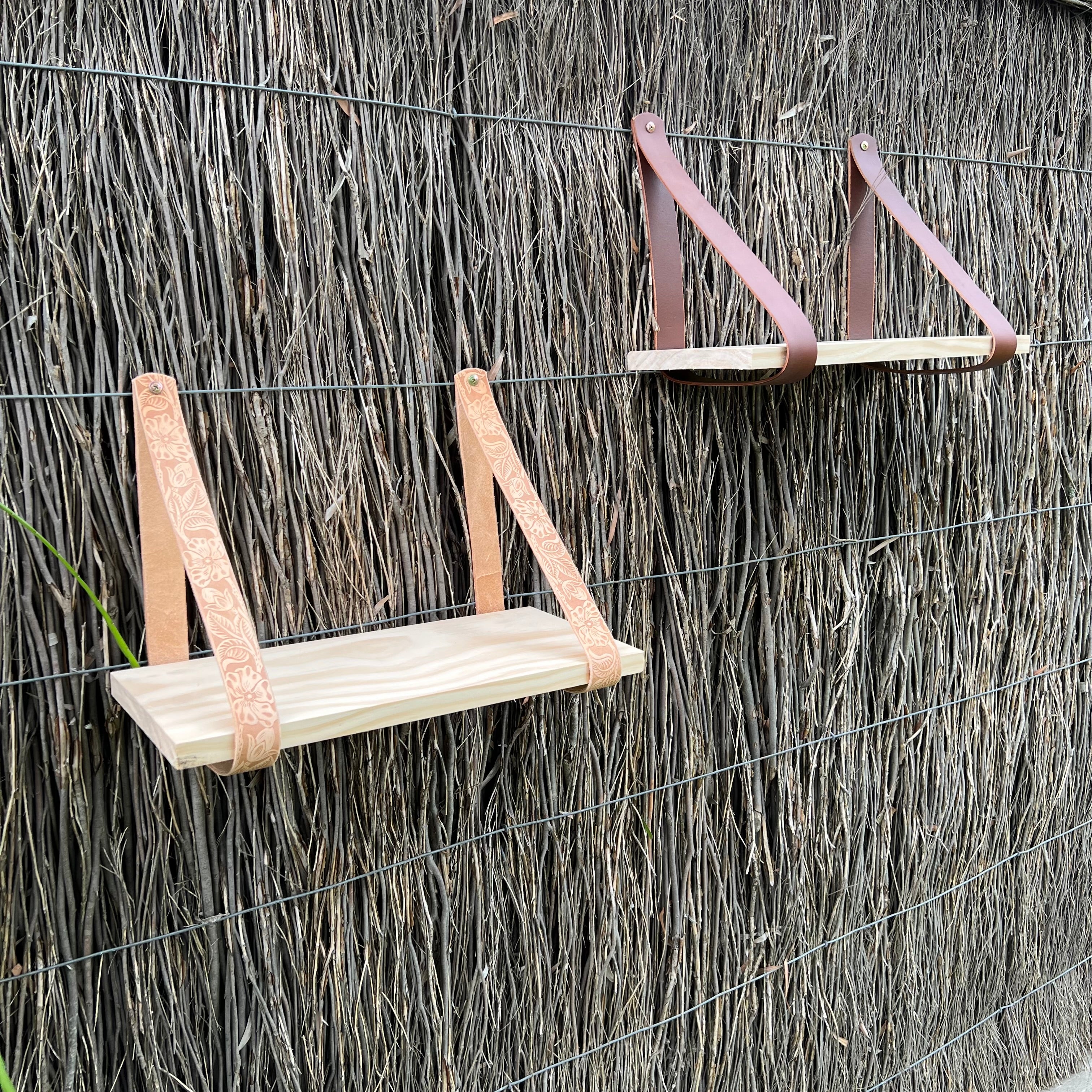 Leather Hanging Floating Shelf Brackets