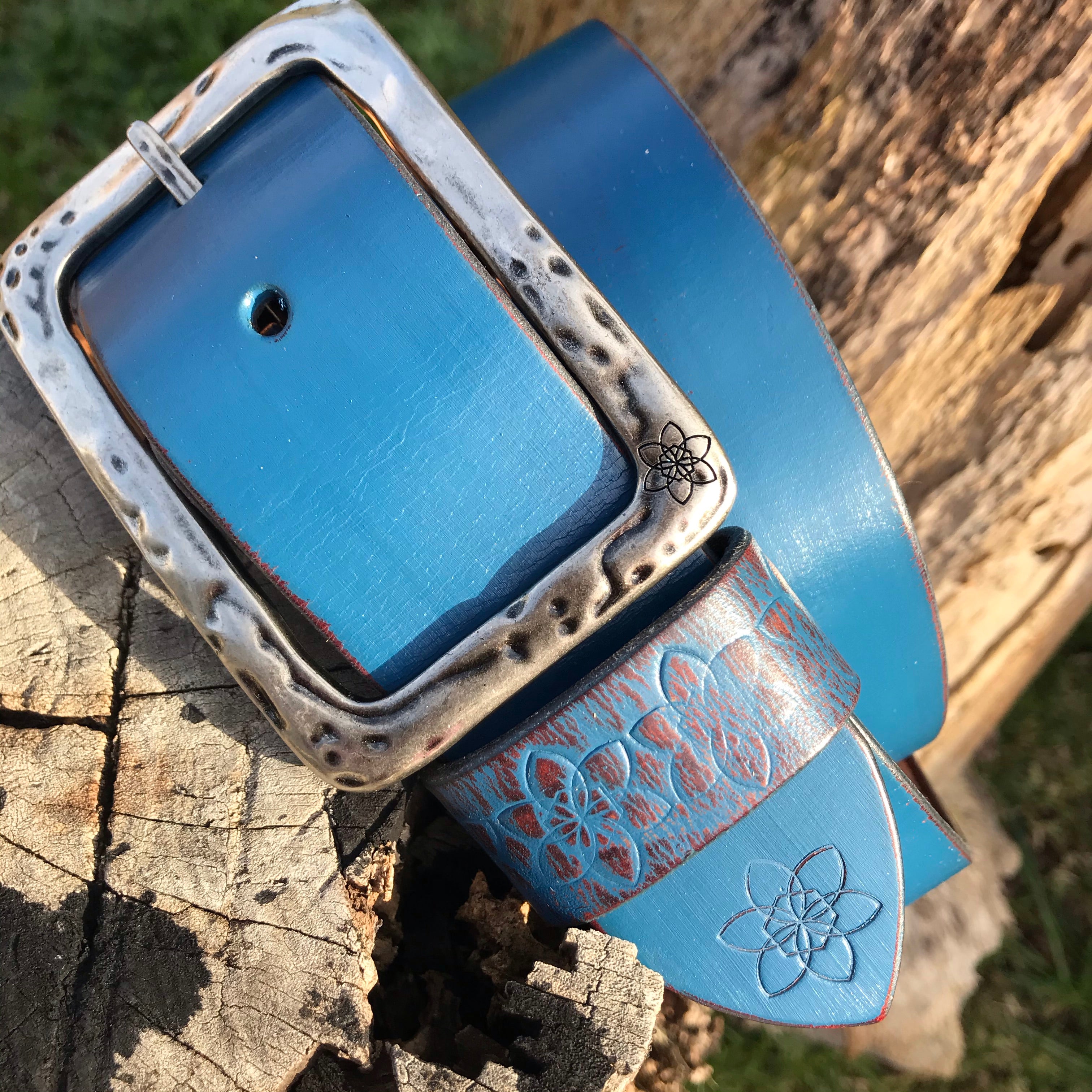 Vintage Style 'GROOVI'  STRAIGHT Belt in Neptune