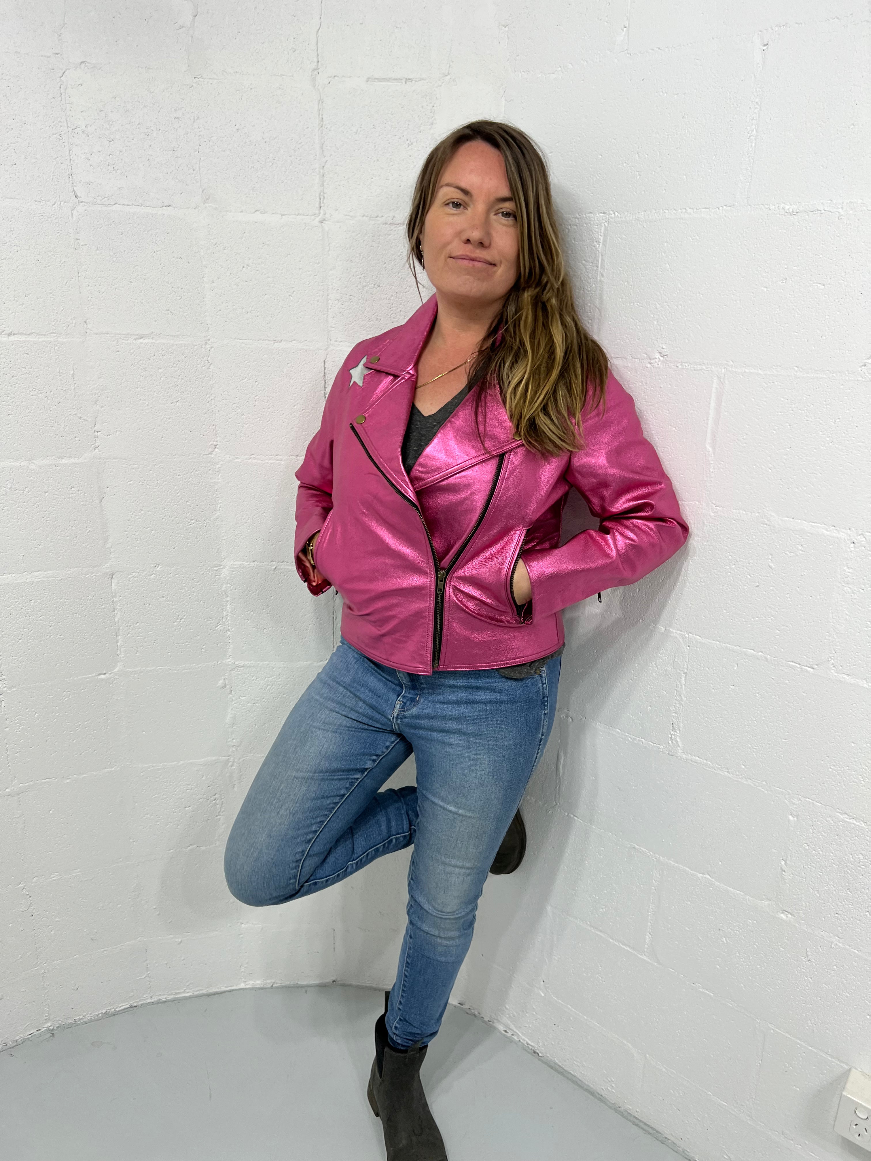 Stardust Biker Style Leather Jacket