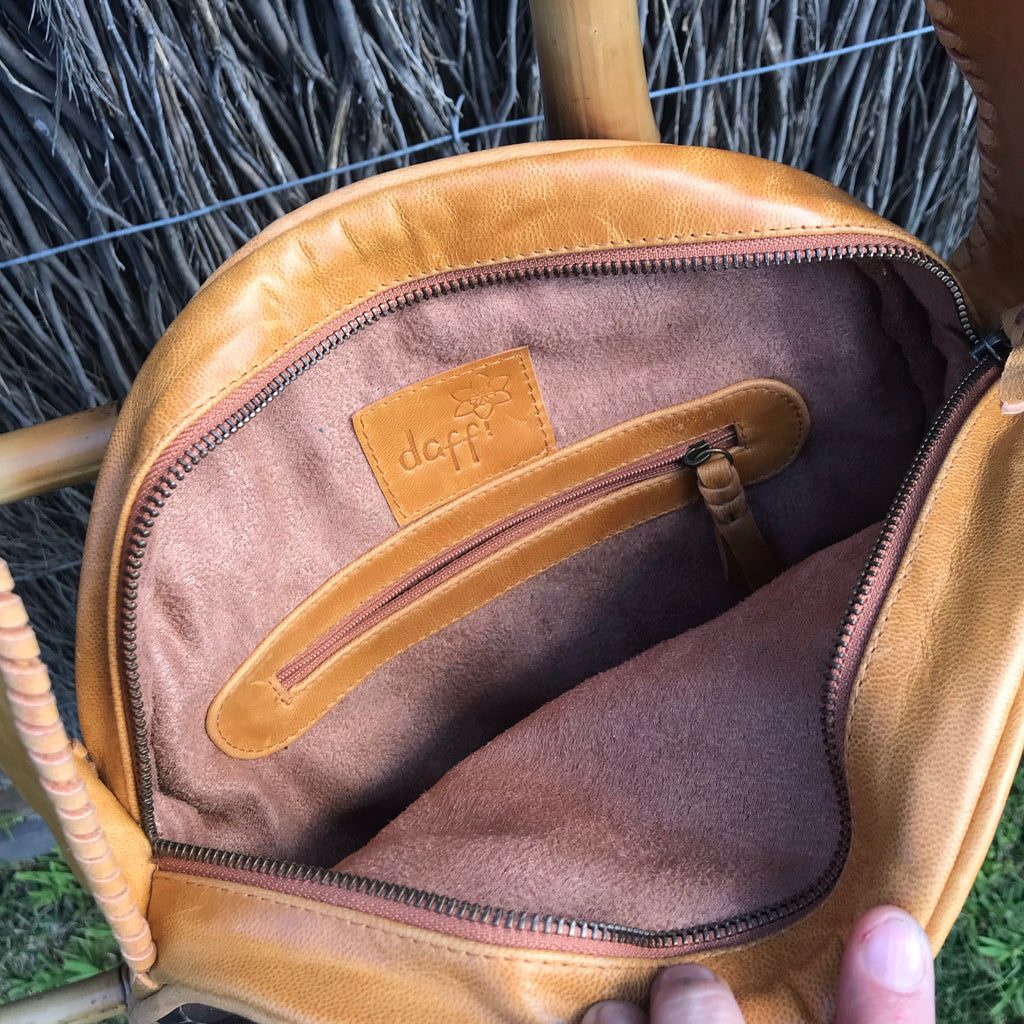 'Follow the Sun' Round Boho Bag Antique Tan