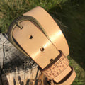Distressed Leather Champagne 'Funki' Belt